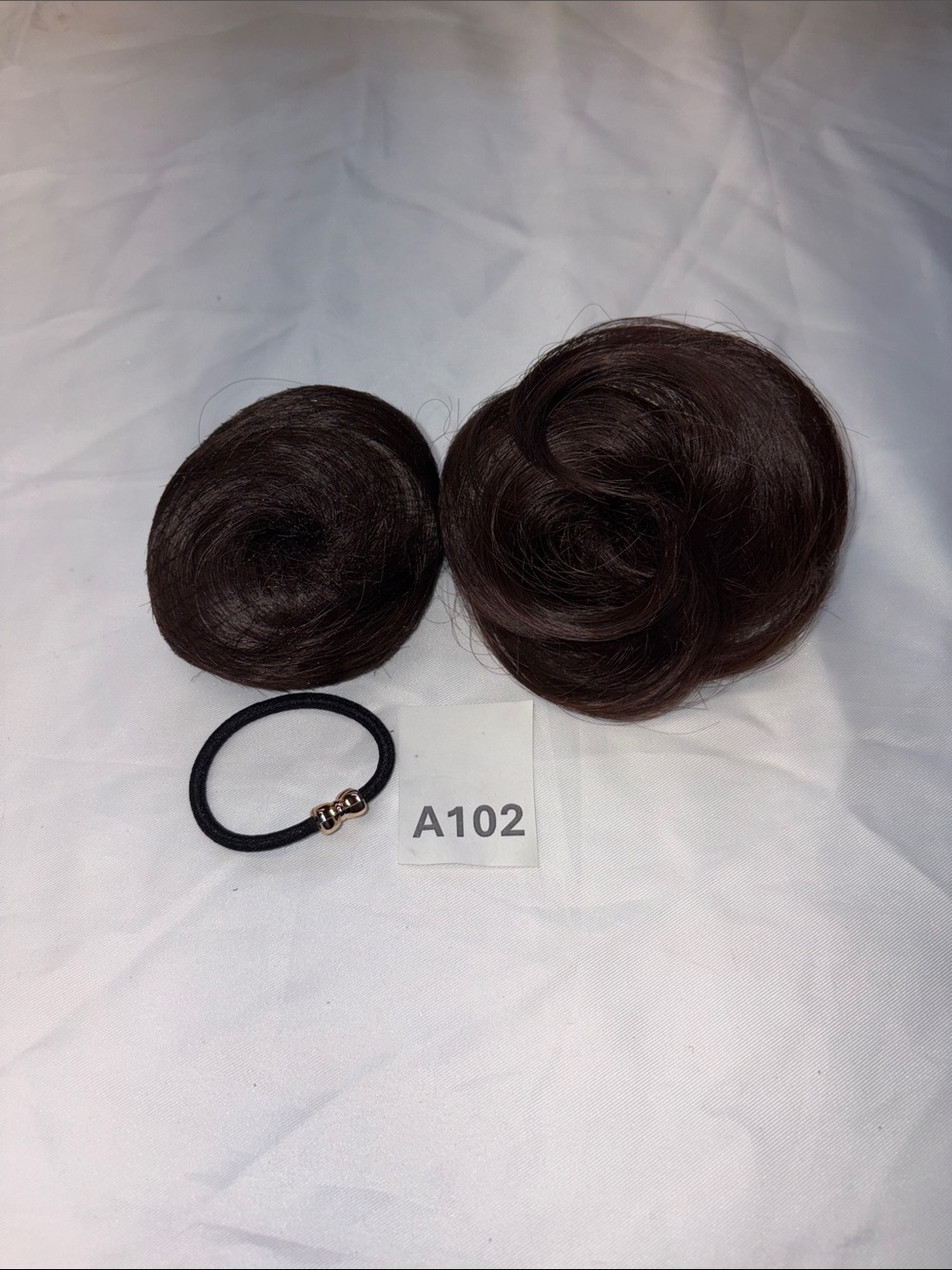 Brown Synthetic Hair Bun Extensions with Elastic Ring - Women Hair